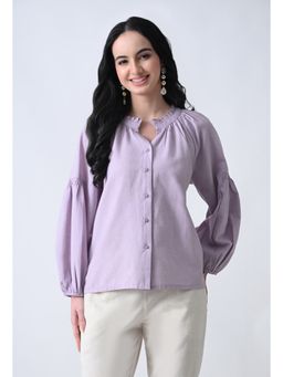 ALL WAYS YOU - Lavender Solid Cotton Regular Fit Top