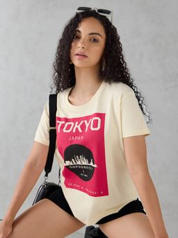DILLINGER - Off White Printed Cotton Boxy Fit T-Shirt