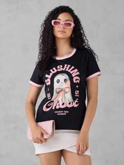 DILLINGER - Black Printed Cotton Regular Fit T-Shirt