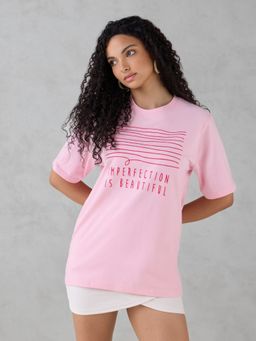 DILLINGER - Pink Printed Cotton Oversized Fit T-Shirt