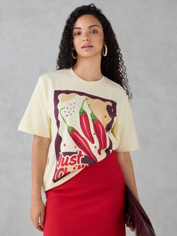 DILLINGER - Off White Printed Cotton Oversized Fit T-Shirt