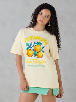 DILLINGER - Off White Printed Cotton Oversized Fit T-Shirt