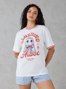 DILLINGER - White Typography Cotton Oversized Fit T-Shirt