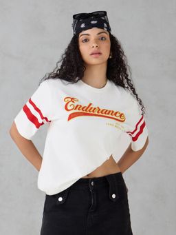 DILLINGER - Off White Printed Cotton Oversized Fit T-Shirt