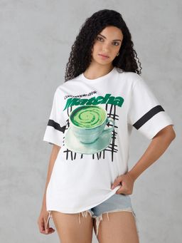 DILLINGER - Off White Printed Cotton Oversized Fit T-Shirt