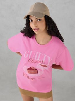 DILLINGER - Pink Printed Cotton Oversized Fit T-Shirt