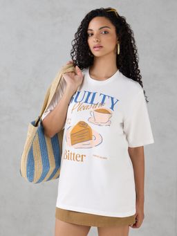 DILLINGER - Off White Printed Cotton Oversized Fit T-Shirt