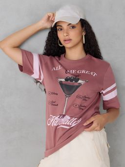 DILLINGER - Red Printed Cotton Oversized Fit T-Shirt