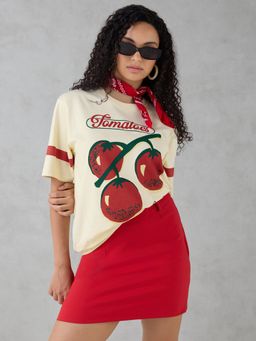 DILLINGER - Off White Printed Cotton Oversized Fit T-Shirt