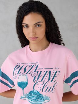 DILLINGER - Pink Printed Cotton Oversized Fit T-Shirt