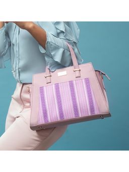 Strokes by Namrata Mehta - Lilac Leaves Handbag with Detachable Strap