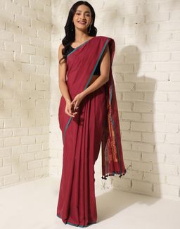 Fabindia - Red Cotton Woven Saree