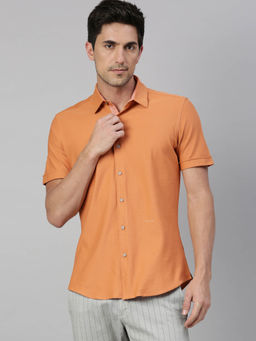 Rare Rabbit - Orange Solid Casual Shirt