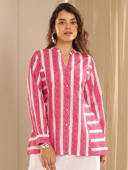 Libas - Pink Ethnic Motif Printed Straight Kurti