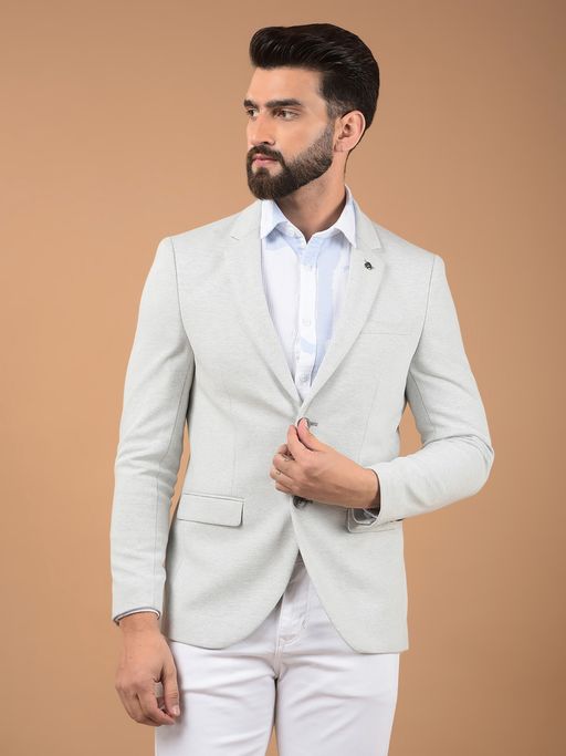 CRIMSOUNE CLUB Men Grey Notched Lapel Single Breasted Blazer