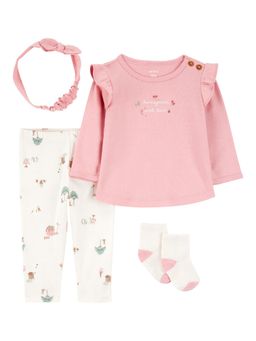 Carter's - Baby Girls Barn Print Top Pant with Hairband and Socks