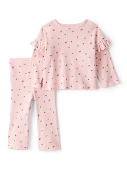 Carter's - Baby Girls Leaf Printed Cotton Long-Sleeve Top & Pant