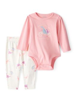 Carter's - Baby Girl Dinosaur Printed Cotton Long-Sleeve Romper and Pant