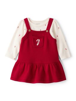 Carter's - Baby Girls Candy Cane Printed Long-Sleeve Romper and Dress