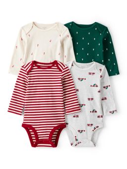 Carter's - Baby Boy Christmas Print Full Sleeve Rompers (Pack of 4)