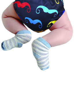 Polka Tots - Reusable & Washable Cloth Diapers 5 Layers Bamboo Insert & Snap Buttons-Moustache