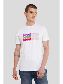 UNDERRATED CLUB - Good Vibes White Printed Regular Fit T-shirt