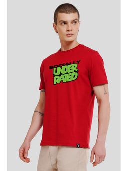 UNDERRATED CLUB - Socially Red Printed Regular Fit T-shirt
