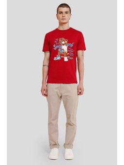 UNDERRATED CLUB - Lil' Bear Big Dreams Red Printed Regular Fit T-shirt