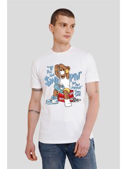 UNDERRATED CLUB - Lil' Bear Big Dreams White Printed Regular Fit T-shirt