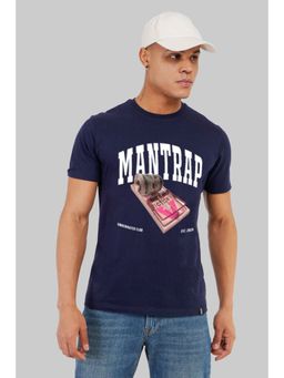 UNDERRATED CLUB - Mantrap Navy Blue Regular Fit T-shirt