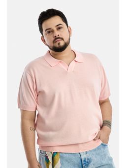 Snitch - Pastel Pink Solid Half Sleeves Regular Casual Polo T-Shirt for Men