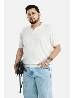 Snitch - White Solid Half Sleeves Regular Casual Polo T-Shirt for Men