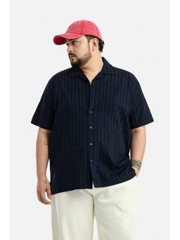 Snitch - Navy Half Sleeves Regular Casual Shirt for Men