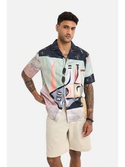 Snitch - Navy Half Sleeves Boxy Shirt for Men