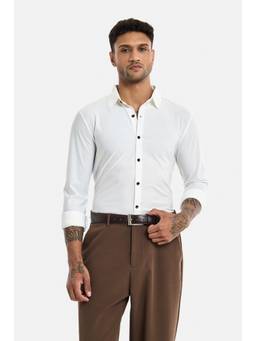 Snitch - White Full Sleeves Slim Formal Shirt for Men
