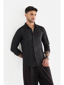 Snitch - Black Full Sleeves Slim Formal Shirt for Men