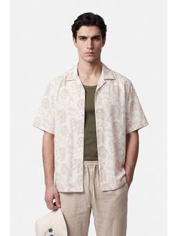 Snitch - Beige Half Sleeves Boxy Shirt for Men