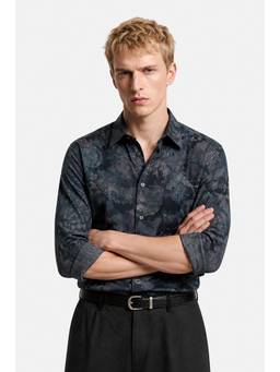 Snitch - Dark Blue Full Sleeves Slim Casual Shirt for Men