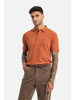 Snitch - Rust Solid Half Sleeves Regular Casual Polo T-Shirt for Men