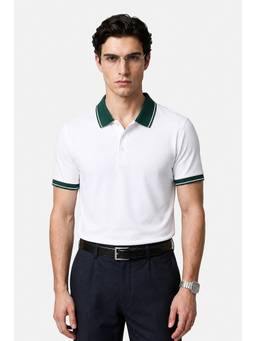 Snitch - White Solid Half Sleeves Regular Casual Polo T-Shirt for Men