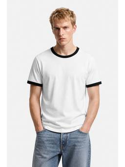 Snitch - White Solid Half Sleeves Regular Casual T-Shirt for Men