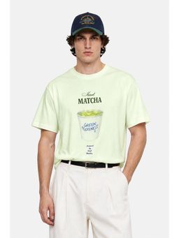 Snitch - Light Green Graphic Half Sleeves Oversized Casual T-Shirt for Men