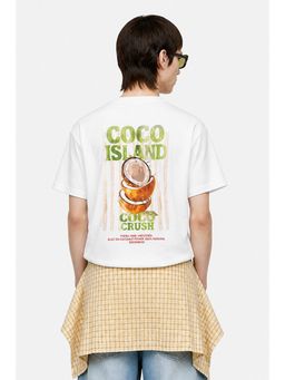 Snitch - White Graphic Half Sleeves Oversized Casual T-Shirt for Men