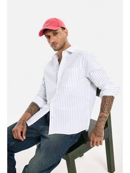 Snitch - White Full Sleeves Regular Casual Shirt for Men