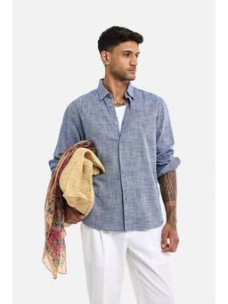 Snitch - Navy Full Sleeves Regular Casual Shirt for Men