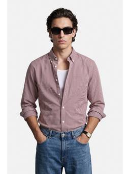 Snitch - Burgundy Full Sleeves Regular Casual Shirt for Men