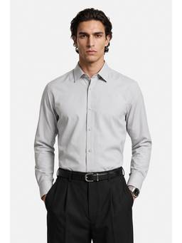 Snitch - Light Grey Solid Full Sleeves Regular Formal Shirt for Men