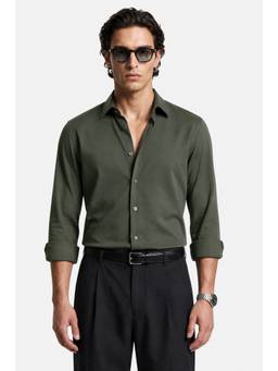 Snitch - Olive Full Sleeves Regular Formal Shirt for Men
