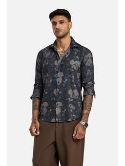 Snitch - Navy Full Sleeves Slim Casual Shirt for Men