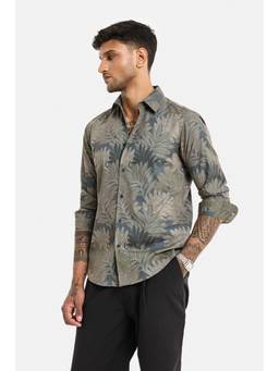 Snitch - Olive Full Sleeves Slim Casual Shirt for Men